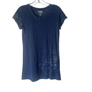 Roper Women's Size Small Blue Sheer Western Rodeo Short‎ Sleeve Shirt